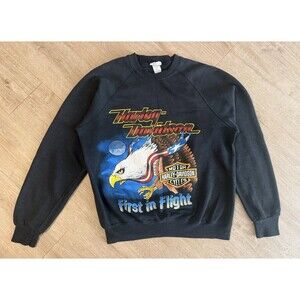 Vintage 80s Harley Davidson “First In Flight” Crewneck LEE Sweater Size L